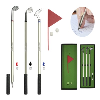 SET DE BOLÍGRAFOS DE METAL PALOS DE GOLF A2977 Mod. 02-A2977