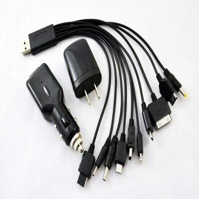 CABLE ADAPTADOR NEGRO CON 10 ENTRADAS Y CONTACTOS CASA/COCHE Mod. 06-TEC005