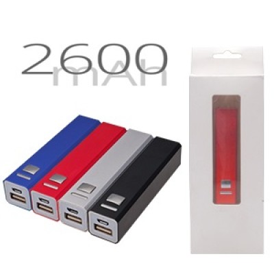 POWER BANK ALUMINIO CUADRADA CAPACIDAD 2,600 mAh Mod. 06-TEC027