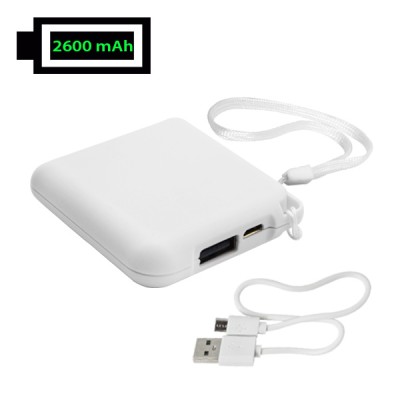 POWER BANK CUADRADA BLANCA 2600 mAh Mod. 06-TEC052