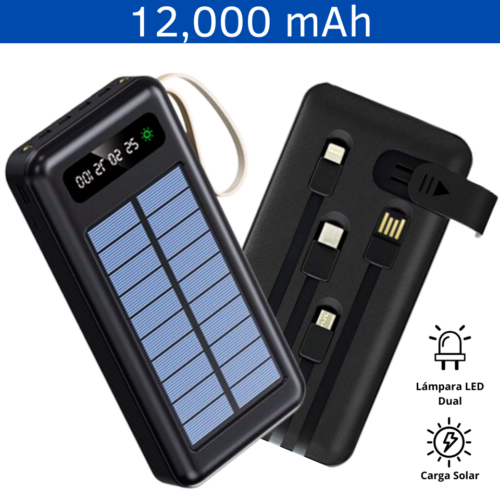 POWER BANK SOLAR 4 EN 1 DE 12,000 mAh Mod. 06-TEC146