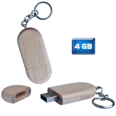 USB LLAVERO OVALO MADERA 4GB Mod. 06-USB050